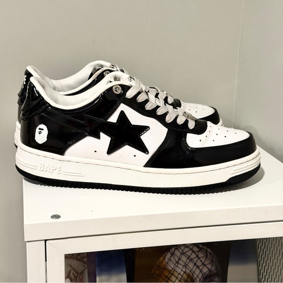 Bape Apesta Sz 9.5 Patent Black White - Picture 2 of 12